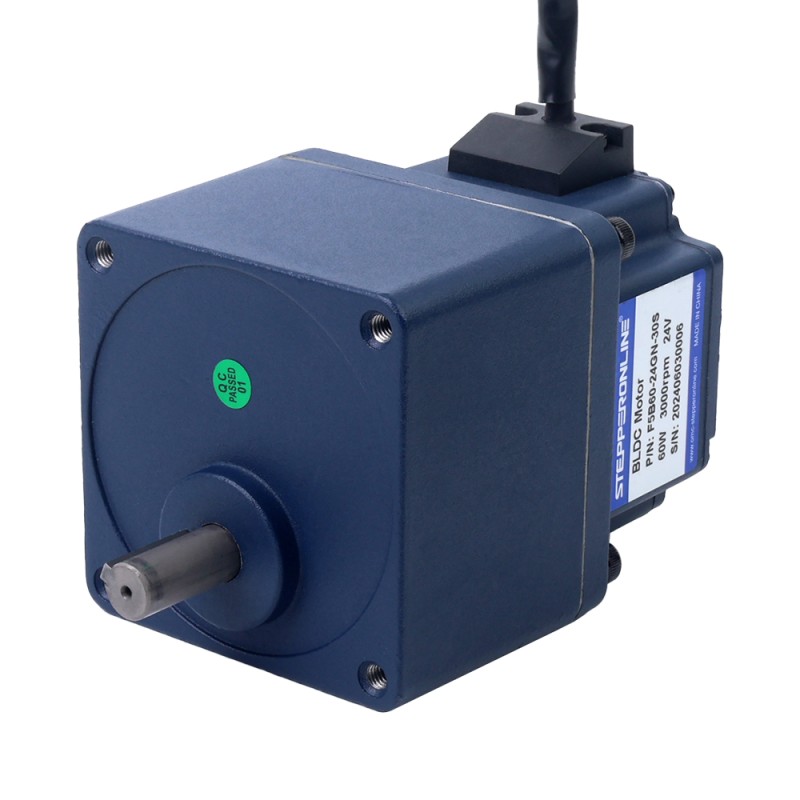 48V 60W 1000RPM Geared Brushless DC Motor 0.46Nm(65.14oz.in) 3:1 Spur Gearbox - F5B60-48GN-30S/5GN3K | StepperOnline AU