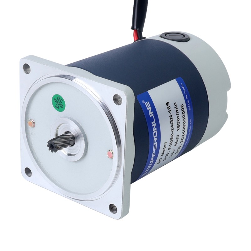 Brushed 24V 60W 8.00Nm(1132.89oz.in) 18RPM w/ 100:1 Spur Gearbox DC Gear Motor - F4D60-24GN-18S/4GN100K | StepperOnline AU