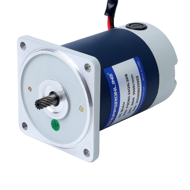 Brushed 24V 60W 10.00Nm(1416.12oz.in) 15RPM w/ 200:1 Spur Gearbox DC Gear Motor - F5D60-24GN-30S/5GN200K | StepperOnline AU