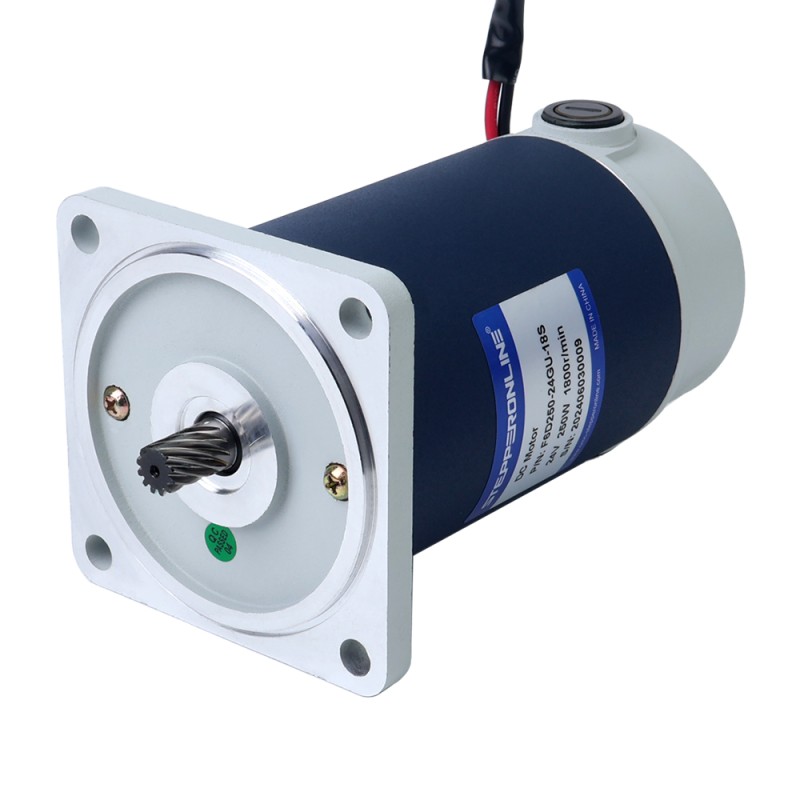 Brushed 24V 250W 40.00Nm(5664.47oz.in) 9RPM w/ 200:1 Spur Gearbox DC Gear Motor - F6D250-24GU-18S/6GU200K | StepperOnline AU