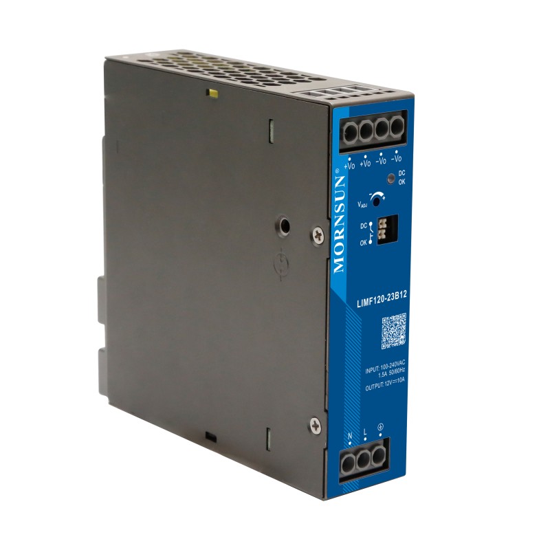 120W 24V 5.0A 85-277VAC/120-390VDC DIN Rail Switching Power Supply with PFC Function - LIMF120-23B24 | StepperOnline AU