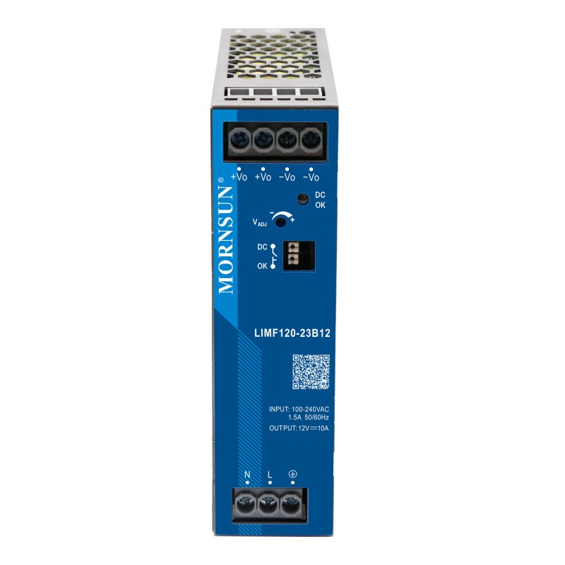 120W 24V 5.0A 85-277VAC/120-390VDC DIN Rail Switching Power Supply with PFC Function - LIMF120-23B24 | StepperOnline AU